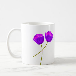 Purple Lilac Poppy Flowers Illustration Coffee Mug