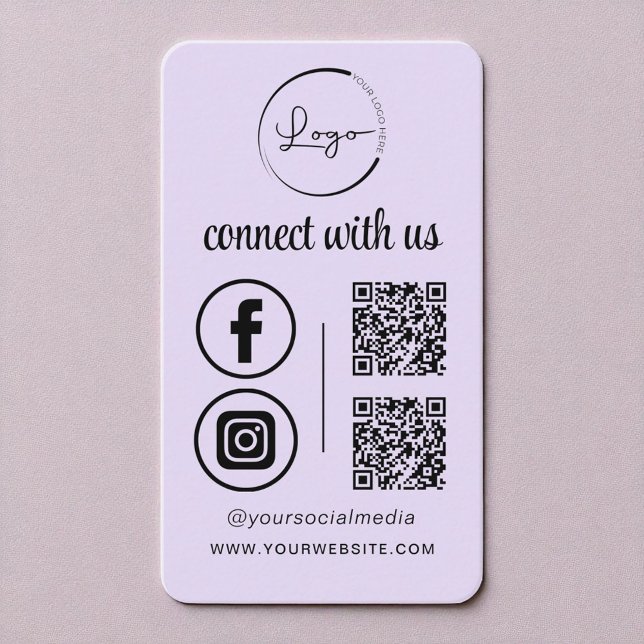 Purple Lilac QR Connect With Us Business Logo  Business Card (Creator Uploaded)