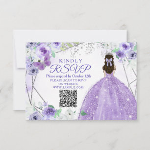 Purple Lilac Quinceañera 15 Anos RSVP Card