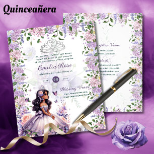 Purple Lilac Quinceanera Dress Floral Wisteria
