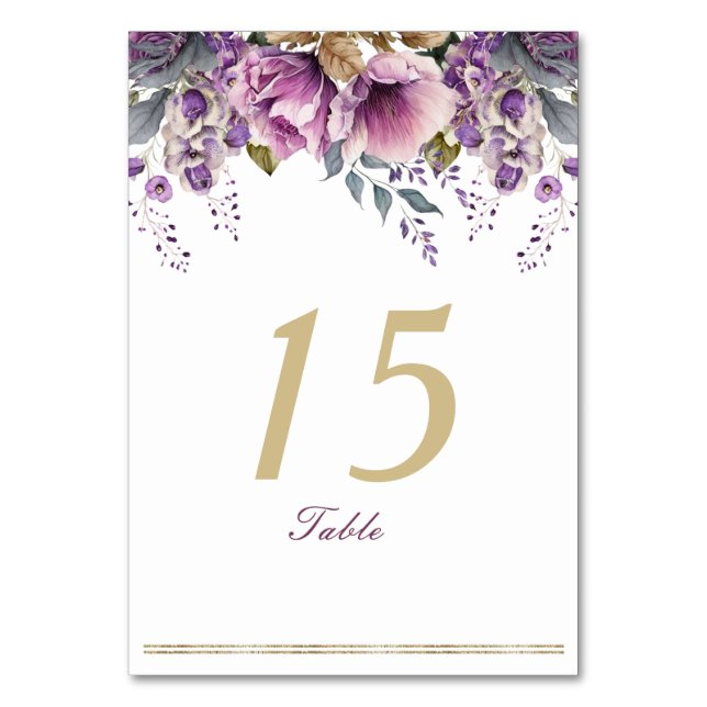 Purple Lilac Quinceañera Table Card (Front)