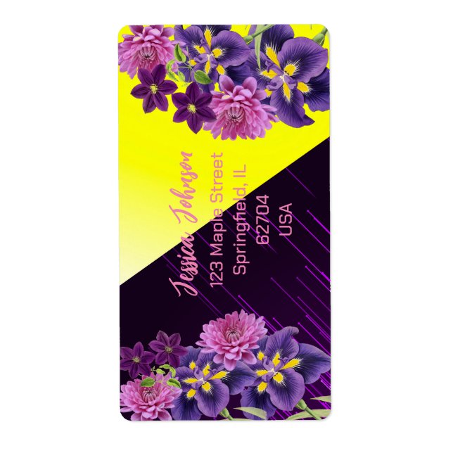 Purple & Lilac Rose Modern Boho Trendy Floral   (Front)