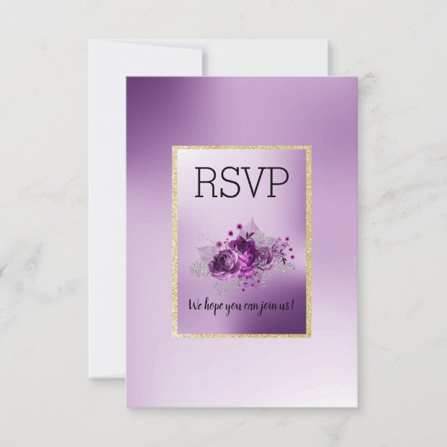 Purple Lilac Simple Elegant Floral RSVP (Front)