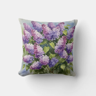 Purple lilac Spring Flower Pillow