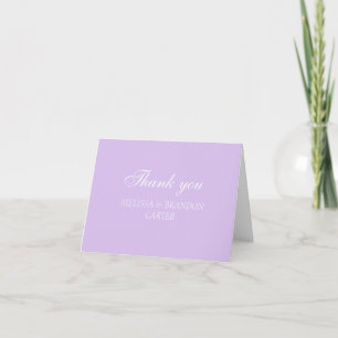 Purple Lilac Stylish Modern Wedding Thank you Card