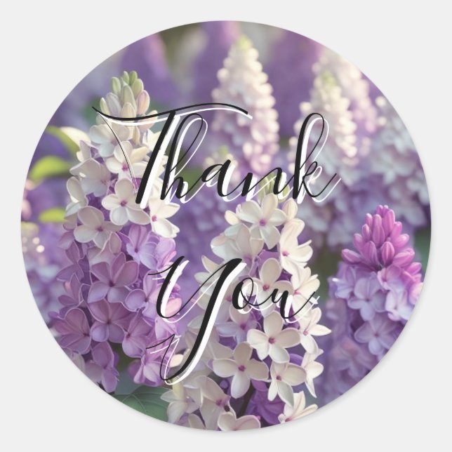 Purple Lilac Thank You Sticker (Front)