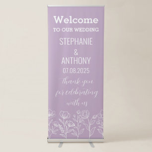 Purple Lilac Violet Floral Modern Elegant Wedding Retractable Banner