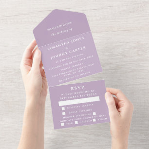 Purple Lilac Violet Lavender Modern Wedding  All In One Invitation