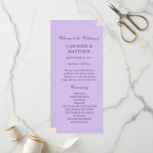 Purple Lilac Violet Simple Modern Wedding  Programme