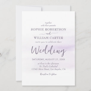 Purple Lilac Watercolor Beautiful Elegant Wedding Invitation