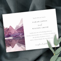 Purple Lilac Watercolor Mountain Lake Wedding