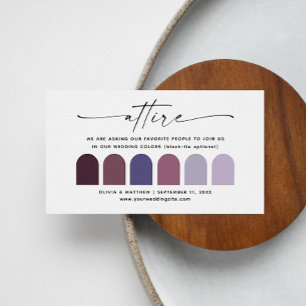 Purple Lilac wedding attire dress code palette Enclosure Card