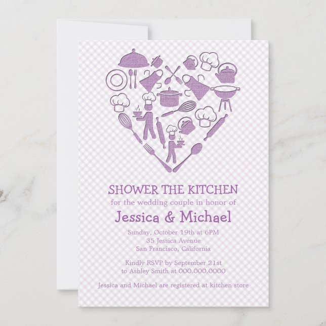Purple Lilac Wedding Couple Shower | Kitchen Invitation (Front)