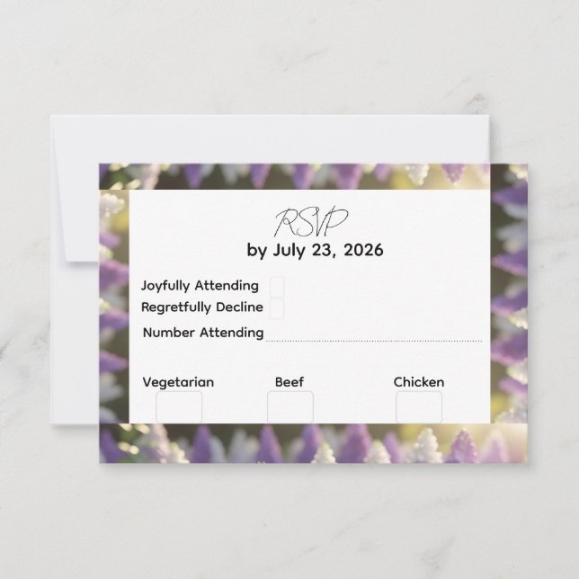 Purple Lilac Wedding Event Response Card (Front)