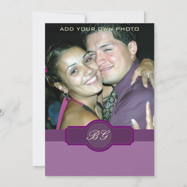 Purple Lilac Wedding Invitations Monograms Photo (Front)