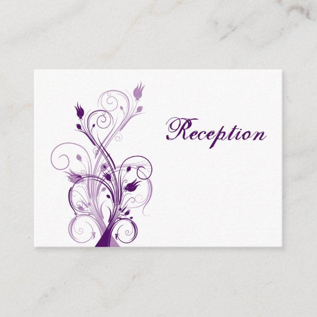 Purple Lilac White Floral Reception Enclosure Card (Front)