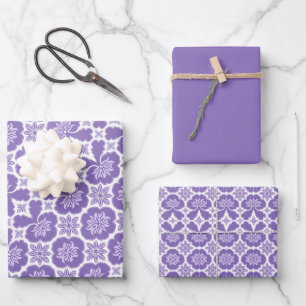 Purple, Lilac & White Moroccan Pattern Wrapping Paper Sheet
