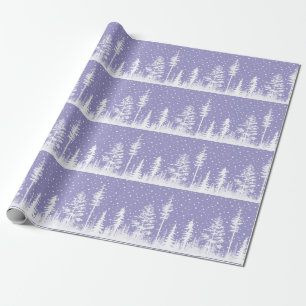Purple Lilac White Snowy Winter Woodland Forest  Wrapping Paper