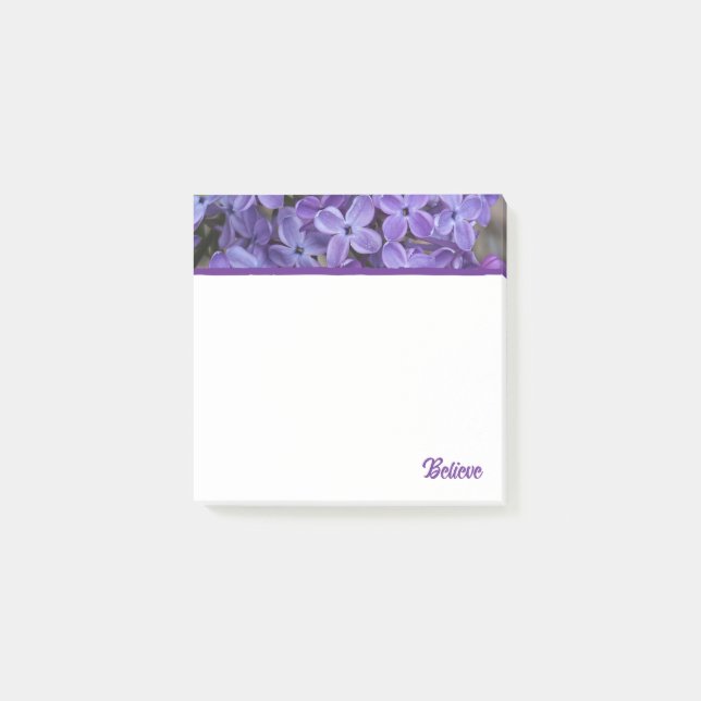 Purple Lilacs Believe Post-It Notes (Front)