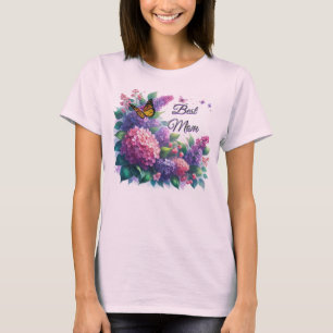 Purple Lilacs  Best Mum Floral T-Shirt