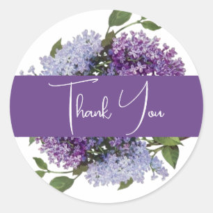 Purple Lilacs Bridal Shower Favour Classic Round Sticker