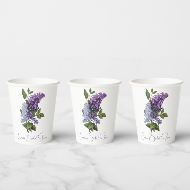 Purple Lilacs Bridal Shower Paper Cups (Multi)