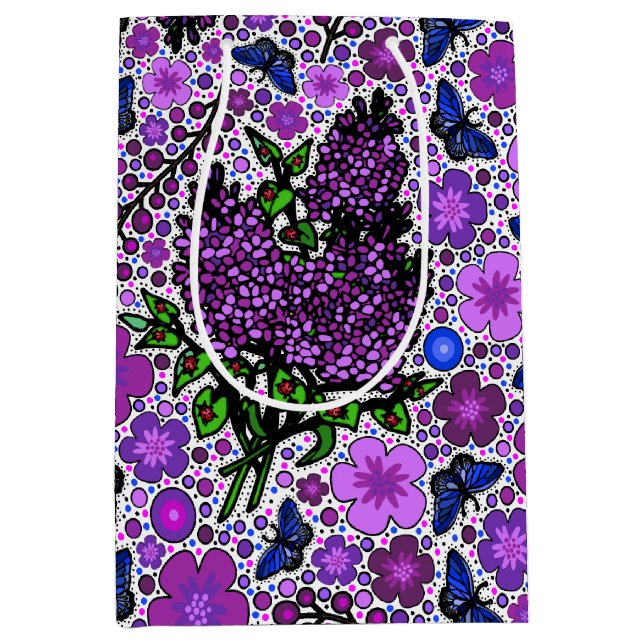 Purple Lilacs Karner Blue Butterflies NH Symbols Medium Gift Bag (Front)
