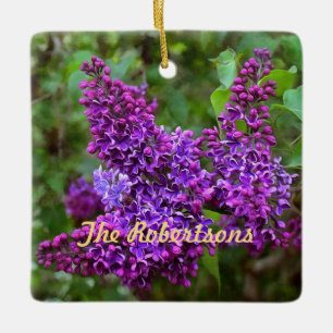 Purple Lilacs on a Spring Day Ceramic Personalised Ceramic Ornament