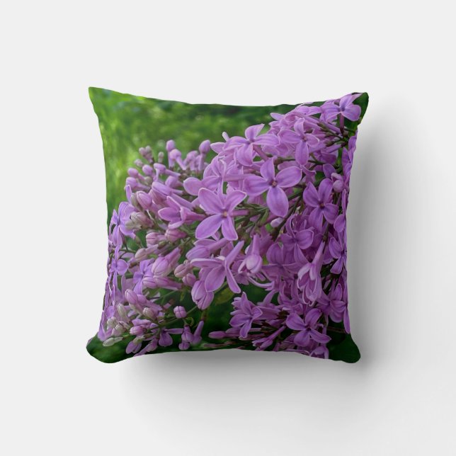 Purple lilacs romantic elegant purple floral photo cushion (Front)
