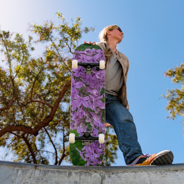 Purple lilacs romantic elegant purple floral photo skateboard (Outdoor 1)