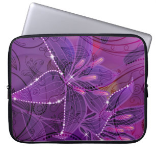 Purple Lili & Sparkles Abstract Flower Laptop Sleeve