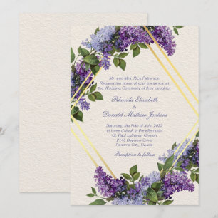 Purple Lilics Romantic Wedding Invitation