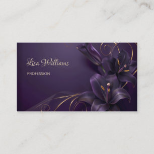 Purple Lilies 3D Flowers Luxury Business Card