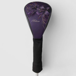 Purple Lilies 3D Flowers Luxury Business Card Golf Head Cover