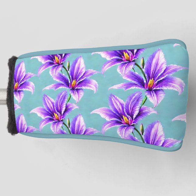 Purple Lilly of the Valley Pattern  Golf Head Cover (Front)