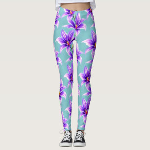 Purple Lilly of the Valley Pattern  Leggings