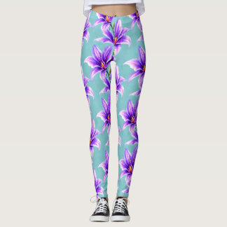 Purple Lilly of the Valley Pattern  Leggings
