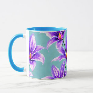 Purple Lilly of the Valley Pattern Mug