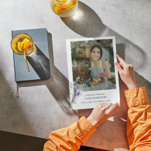 Purple Lilly Simple Photo Funeral Program Invitation