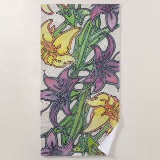 Purple Lily Beach Towel