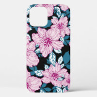 Purple lily, blue leaf background.