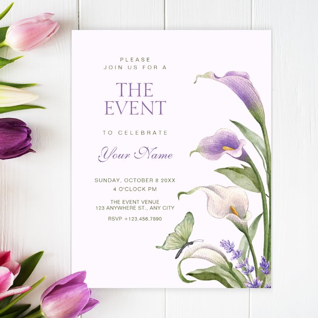 Purple lily floral  invitation (Creator Uploaded)