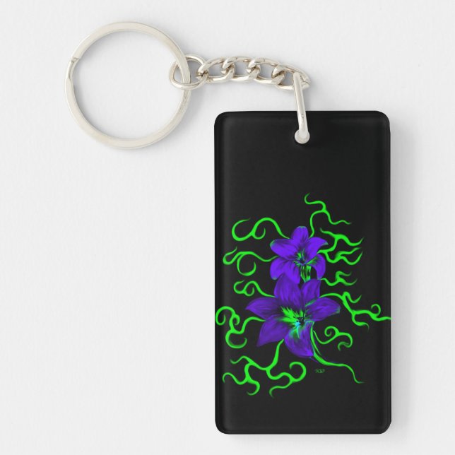 Purple Lily Flower Key Ring (Front)