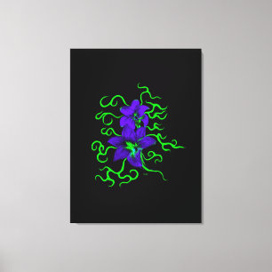 purple lily flower on black canvas print