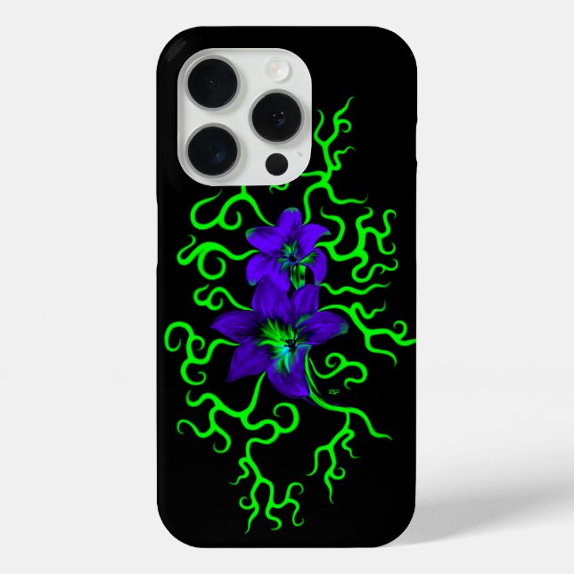 Purple Lily Flower on black Case-Mate iPhone Case (Back)