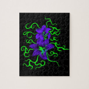 purple lily flower on black jigsaw puzzle