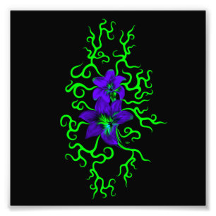 Purple Lily Flower on black Photo Print