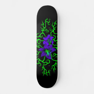 Purple Lily Flower on black Skateboard