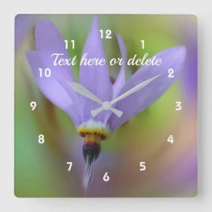 Purple Lily Flower Personalised Square Wall Clock