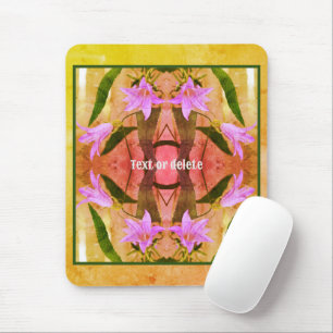 Purple Lily Flowers Distressed Personalised Mouse Mat